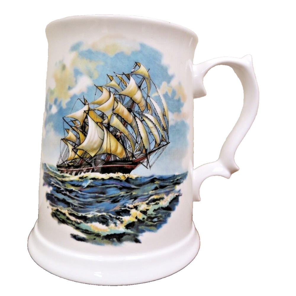 Royal Grafton Aynsley Clipper Ship Boat Stein Tankard Mug - Bone China England